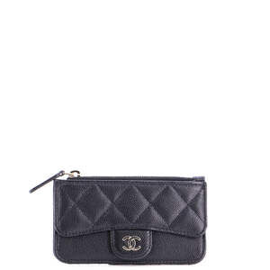 Chanel Flap Zip Card Holder Quilted Caviar